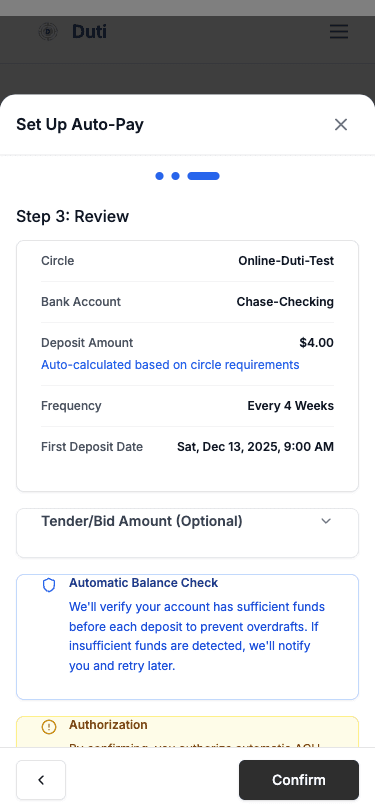 Review and Confirm
