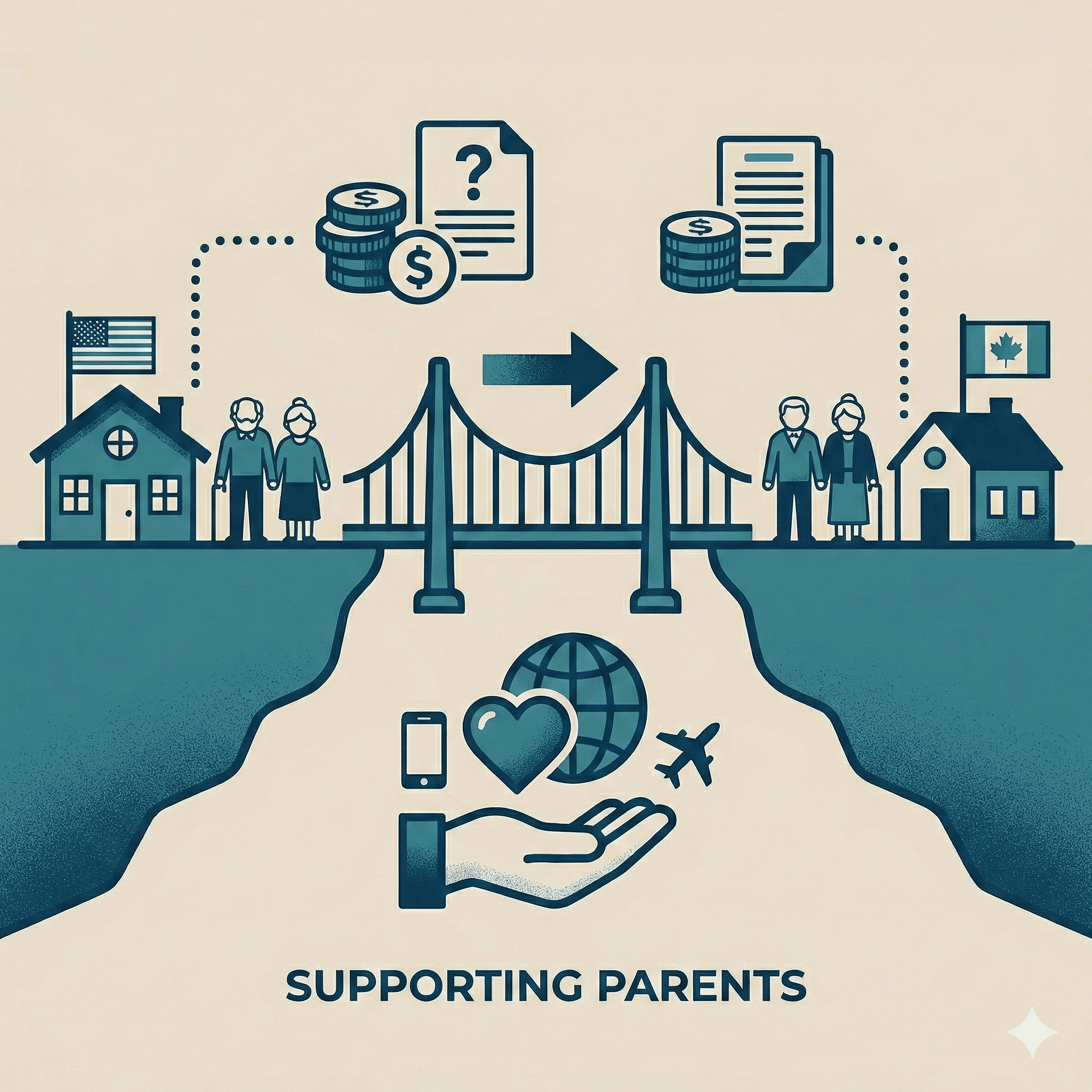 Person making a video call with elderly parent overseas